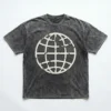 Rebellion acid washed puff printed oversized t-shirt front.