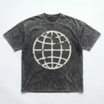 Rebellion acid washed puff printed oversized t-shirt front.