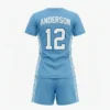 Sky blue women's field lacrosse uniform back.