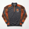 Sublimated charcoal and orange custom coach flag football 1 4 zip jersey.