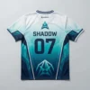 Sublimated color fade V-Neck eSports jersey back.