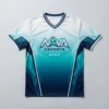 Sublimated color fade V-Neck eSports jersey front.