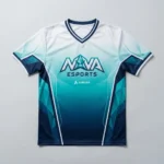 Sublimated color fade V-Neck eSports jersey front.