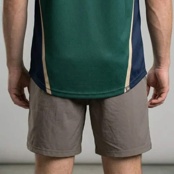 Sublimated curved hem jersey closeup.