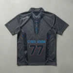 Sublimated dark grey quarter zip eSports jersey back.