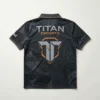 Sublimated deep charcoal eSports polo jersey back.