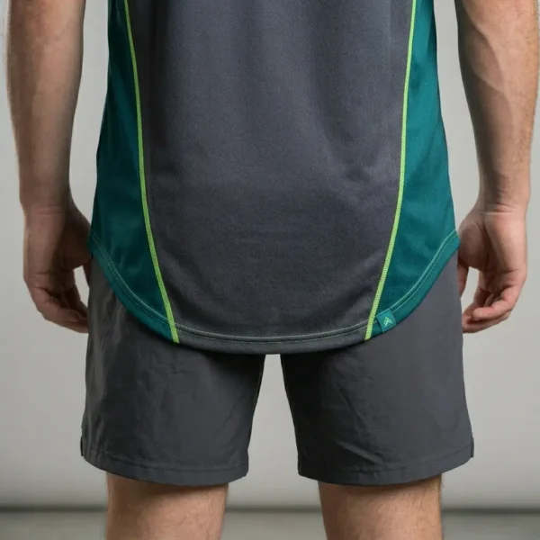 Sublimated drop tail hem jersey closeup.