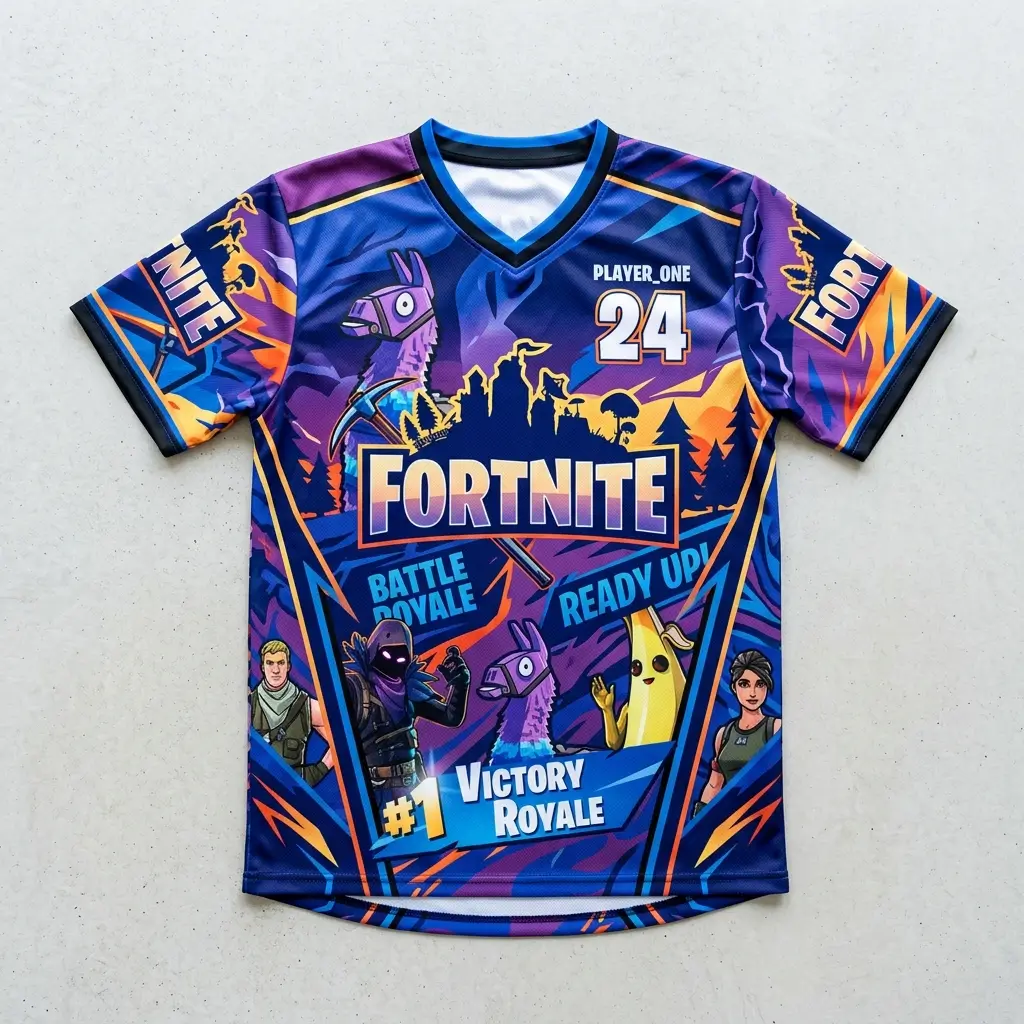 Sublimated Fortnite eSports jersey front.