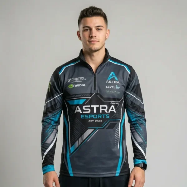 Sublimated full sleeve quarter zip polo ESports jersey.