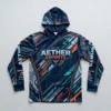 Sublimated long sleeve hooded eSports jersey front.
