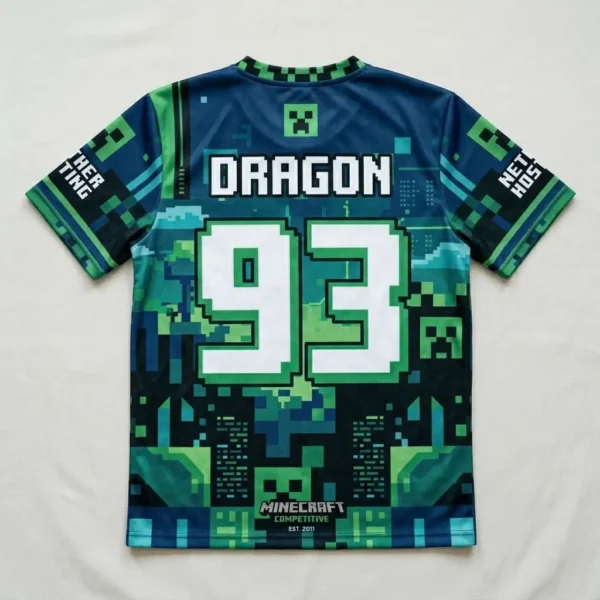 Sublimated Minecraft eSports jersey back.