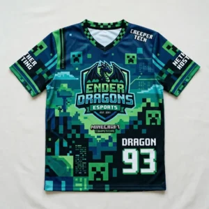 Sublimated Minecraft eSports jersey front.