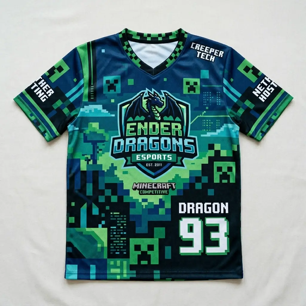Sublimated Minecraft eSports jersey front.