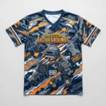 Sublimated PUBG camo jersey front.