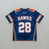 Sublimated short sleeve reversible lacrosse jersey navy back.