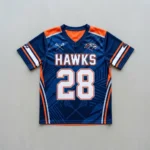 Sublimated short sleeve reversible lacrosse jersey navy front.