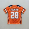 Sublimated short sleeve reversible lacrosse jersey orange back.