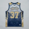 Sublimated sleeveless lacrosse jersey back.