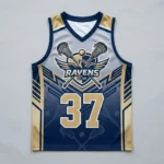 Sublimated sleeveless lacrosse jersey front.