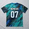 V-Neck sublimated raven squad eSports jersey back.