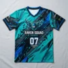 V-Neck sublimated raven squad eSports jersey front.