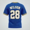Vintage hybrid blue porthole mesh lacrosse jersey back.
