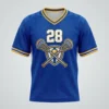 Vintage hybrid blue porthole mesh lacrosse jersey front.