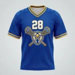 Vintage hybrid blue porthole mesh lacrosse jersey front.