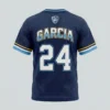 Vintage navy porthole mesh lacrosse jersey back.