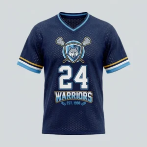 Vintage navy porthole mesh lacrosse jersey front.