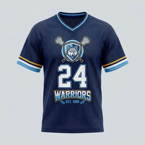 Vintage navy porthole mesh lacrosse jersey front.