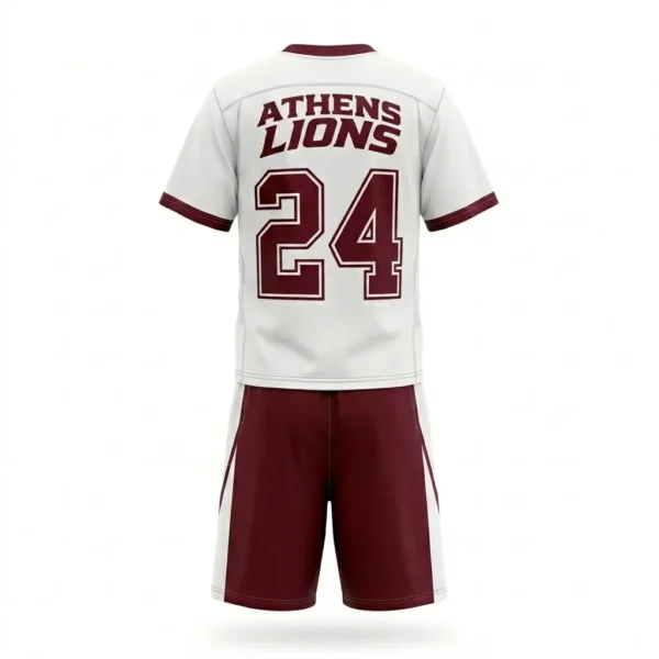 White and maroon athens lions men's lacrosse uniform back.