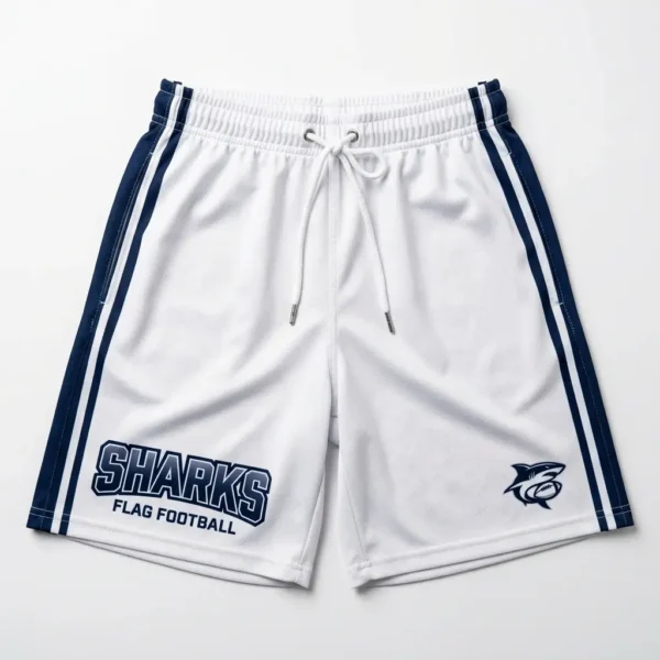 White flag football athletic shorts.