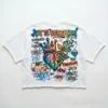 White graffiti cropped oversized t-shirt back.
