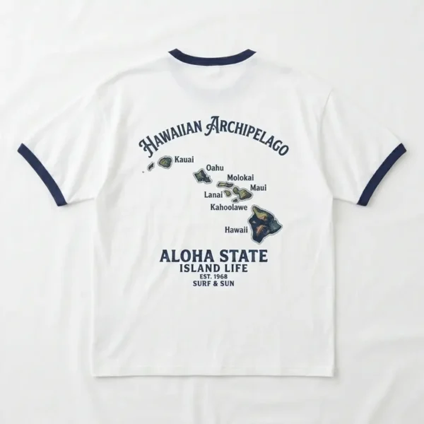 White ringer hawaii oversized t-shirt back.