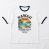 White ringer hawaii oversized t-shirt front.