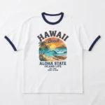 White ringer hawaii oversized t-shirt front.