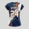 Women's sublimated cap sleeve lacrosse jersey back.
