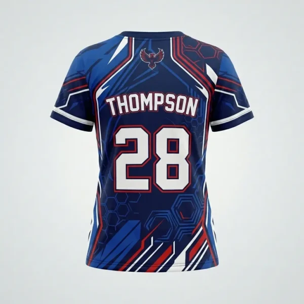 Women's sublimated short sleeve lacrosse jersey back.