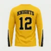 Yellow long sleeve lacrosse shooting shirt back.