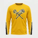 Yellow long sleeve lacrosse shooting shirt front.