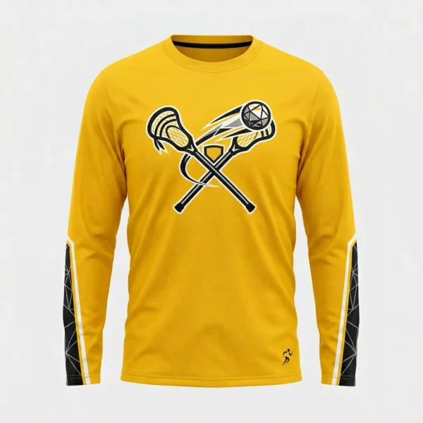 Yellow long sleeve lacrosse shooting shirt front.