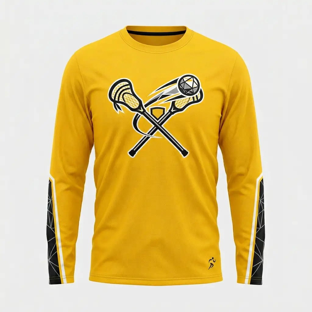 Yellow long sleeve lacrosse shooting shirt front.