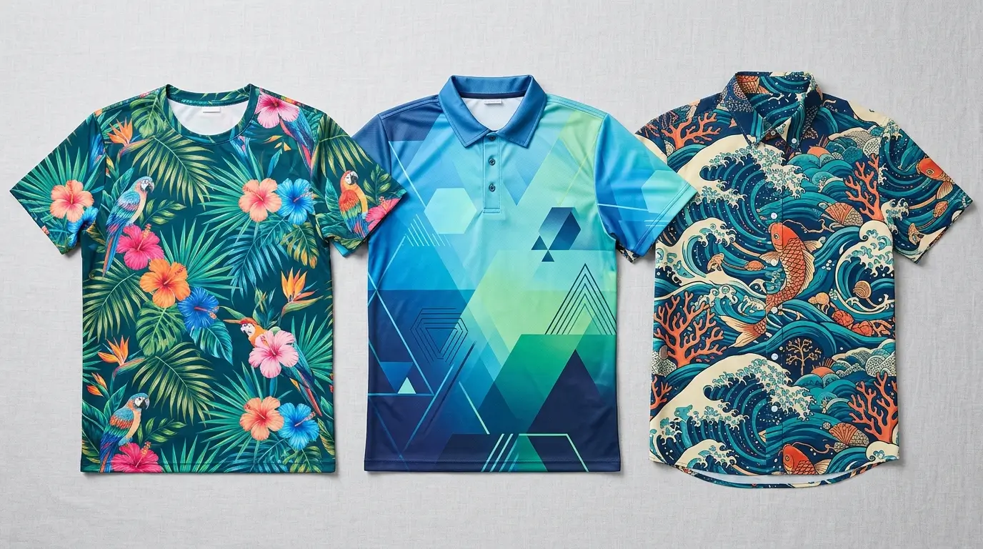 All-over print custom sublimation shirts.