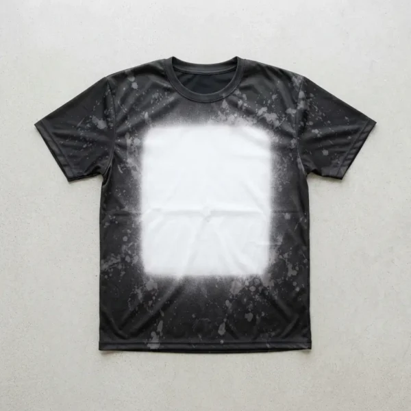 Black bleached washed sublimation t-shirt blank.
