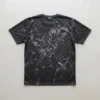 Black bleached washed sublimation t-shirt blank back.