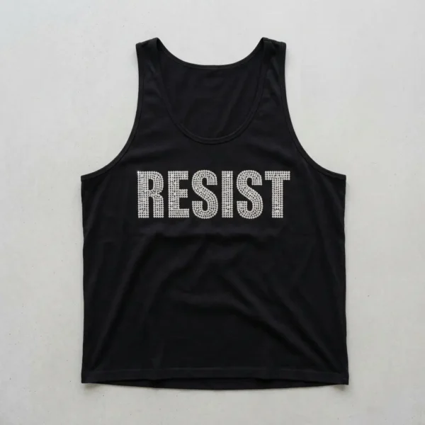 Black rhinestone tank top front.