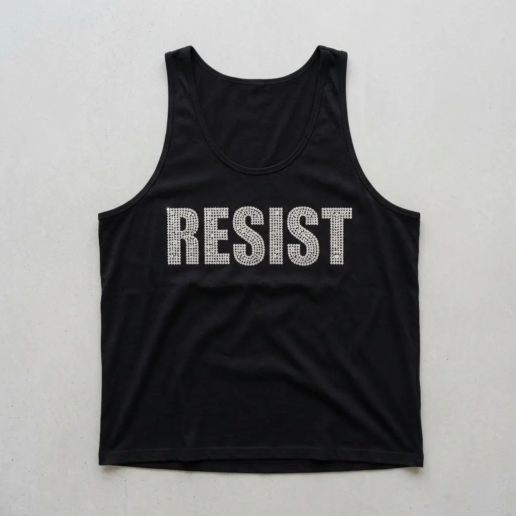 Black rhinestone tank top front.
