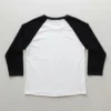 Black and white 3/4 sleeve rhinestone t-shirt back.