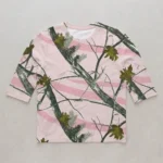 Blank 3-4 sleeve true timber pink snowfall camo t-shirt front.